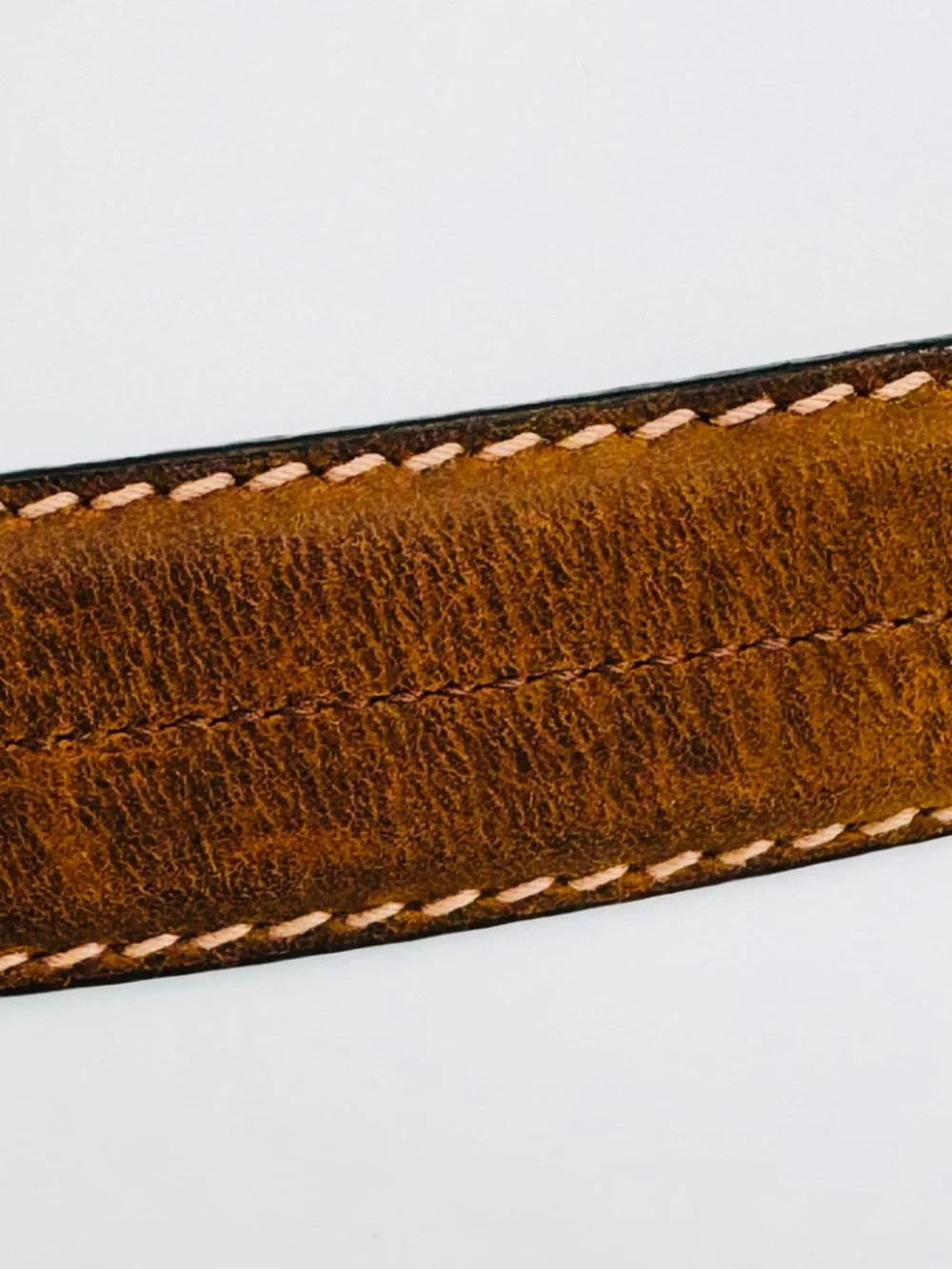 Roundtree & Yorke Leather Belt Mens 54 Oiled Chamois Cowhide Brass Big and Tall